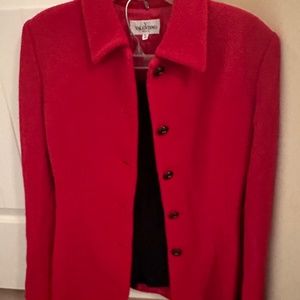 Valentino vintage red blazer with black skirt